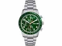 Chronograph FOSSIL "SPORT TOURER" Armbanduhren silberfarben (silberfarben, grün)