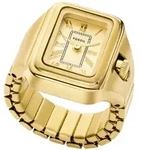 Quarzuhr FOSSIL "RAQUEL WATCH RING", gold (goldfarben), Armbanduhren, Damen,