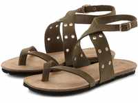 Zehentrenner LASCANA Gr. 41, grün (oliv) Damen Schuhe Lascana Sandale mit Nieten und