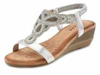 Sandale LASCANA Gr. 36, silberfarben Damen Schuhe Keilsandaletten Sandalette,