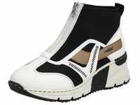 Schlupfboots RIEKER Gr. 42, schwarz-weiß (offwhite, schwarz) Damen Schuhe