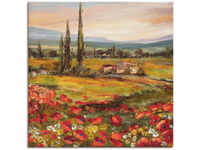 Artland Wandbild "Mohnblumen und Zypressen", Felder, (1 St.), als Leinwandbild,