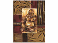 Wandbild ARTLAND "Lachender Buddha" Bilder Gr. B/H: 45 cm x 60 cm, Leinwandbild