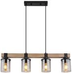 GLOBO LIGHTING H&auml;ngeleuchte "LILA", braun (schwarz matt), 4, H: 133cm, 1 Stk.,