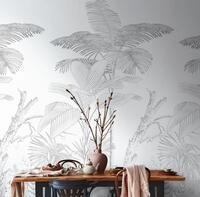 living walls Fototapete "Dschungeltapete Zeichnung" gemustert matt neutral glatt