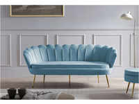 3-Sitzer SALESFEVER "Clam" Sofas Gr. B/H/T: 180 cm x 78 cm x 76 cm, Samtvelours, blau