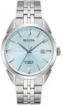 Automatikuhr BULOVA, silber (silberfarben, hellblau), Armbanduhren, Damen,