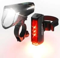 FISCHER Fahrrad Fahrradbeleuchtung "LED-Akku-Bel. Set PLUS 110 + TWIN STOP"