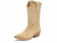 Cowboy Boots LASCANA Gr. 36, beige Damen Schuhe Cowboystiefel Schlupfstiefel aus