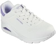 Sneaker SKECHERS "UNO - POP BACK", Damen, Gr. 35, bunt (wei&szlig;, violett), Lederimitat,