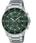 Chronograph CASIO EDIFICE, silber (gr&uuml;n, edelstahlfarben), Armbanduhren, Herren,