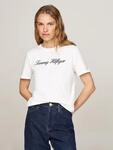 T-Shirt TOMMY HILFIGER "NOS SCRIPT REGULAR C-NK SHORT SLEEVE", Damen, Gr. XS, wei&szlig;