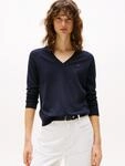 Tommy Hilfiger V-Ausschnitt-Pullover "CO JERSEY STITCH V-NK SWEATER" Kontrastfarbene