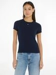 Tommy Jeans Kurzarmshirt "TJW ESSENTIAL RIB SHORT SLEEVE EXT" Baumwollmischung...