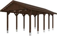 Skanholz Einzelcarport "Wallgau" Massivholz 291 cm Nussbaum mit Dachlattung