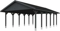 Skanholz Doppelcarport "Wallgau" Massivholz 530 cm Schiefergrau mit schwarzen
