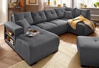 Home affaire Wohnlandschaft "Viborg U-Form" mit Regal in der Armlehne,...