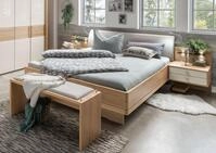 WIEMANN Bett "Kiruna, Bettgestell, Bettrahmen, Eiche Nachbildung, Polsterkopfteil"