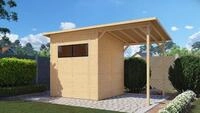 BERTILO Gartenhaus "Pent Modern 3 Plus naturbelassen" mit hohen Seitenw&auml;nden und