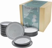 CreaTable Teller-Set "Nordic Fjord" Tafelservice, 6 Speiseteller &Oslash; 26 cm, 6