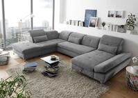 ED EXCITING DESIGN Wohnlandschaft "Melfi U-Form mit Bettfunktion, Bettkasten" Arm- &