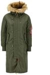 Winterjacke ALPHA INDUSTRIES "Long Fishtail W", Damen, Gr. XS, gr&uuml;n (sage, gr&uuml;n),