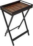WENKO Tablett "Beistelltisch Modell Taba" klappbar, abnehmbares Akazienholz-Tablett,