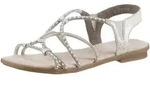 Riemchensandale RIEKER, Damen, Gr. 36, beige (hellbeige), Lederimitat, metallic,