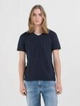V-Shirt REPLAY, Herren, Gr. L, blau (night blau), Jersey, Obermaterial: 100%