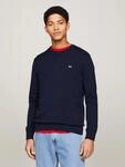 Tommy Jeans Rundhalspullover "TJM SLIM ESSENTIAL LIGHT SWEATER" mit Flag-Patch