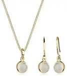 Schmuckset ELLI "Mondstein Weiß 925 Sterling Silber vergoldet", gold (gold, weiß), Schmuckset ELLI "Mondstein Weiß 925 Sterling Silber vergoldet", gold (gold, weiß),