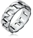 Silberring KUZZOI "Herren Chunky Chain Look Panzerglieder 925 Silber" Gr. 62, silber,