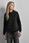 Hoodie STREET ONE, Damen, Gr. 34, schwarz, Sweatware, 60% Baumwolle, 40% Polyester,