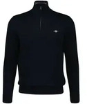 Sweater GANT "Strickpullover CLASSIC COTTON HALF ZIP", Herren, Gr. M, blau,