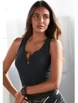 Crop-Top LASCANA ACTIVE, Damen, Gr. XL (48/50), schwarz, Jersey, Obermaterial:...
