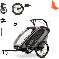 Fahrradkinder-Anhänger HAUCK "Bike N Walk Duo", Baby, grau (light grau), Fahrradkinder-Anhänger HAUCK "Bike N Walk Duo", Baby, grau (light grau),