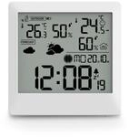 Wetterstation HAMA "Wetterstation "Palawan" mit Au&szlig;ensensor, Funk, Wecker", wei&szlig;,