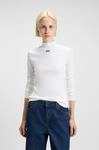 Longsleeve HUGO "Easy Longsleeve", Damen, Gr. L, wei&szlig;, Single Jersey, Obermaterial: