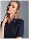 Poloshirt TRIGEMA "TRIGEMA Slim Fit Poloshirt mit Kristallsteinen", Damen, Gr. S,
