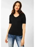 T-Shirt STREET ONE, Damen, Gr. 38, schwarz, Web, 50% Modal, 50% Baumwolle, unifarben,