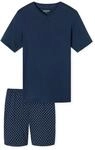 Schlafanzug SCHIESSER "Pyjama Casual Essentials", Herren, Gr. S, blau (dunkelblau),