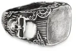 Fingerring CA&Iuml; "925/- Sterling Silber matt-oxidiert Totenkopf" Gr. 60, silbergrau,