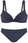 Triangel-Bikini LASCANA, Damen, Gr. 38, Cup C, blau (marine), Polyamid, unifarben,
