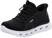 Slip-On Sneaker RIEKER SPORT, Damen, Gr. 36, schwarz, Lederimitat, Textil, unifarben,