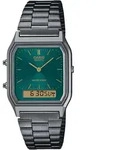 Chronograph CASIO VINTAGE, grau (anthrazit, petrol), Armbanduhren, Damen,