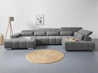 COTTA Wohnlandschaft "Orion U-Form XXL, B: 409 cm, bequeme Wellenunterfederung,...