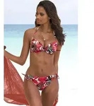 Push-Up-Bikini-Top LASCANA "Ava", Damen, Gr. 36, Cup C, rot (rot bedruckt),