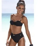 Highwaist-Bikini-Hose LASCANA "Yves", Damen, Gr. 38, N-Gr, schwarz,