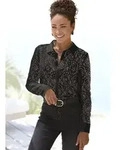 Spitzenbluse LASCANA, Damen, Gr. 44, schwarz, Spitze, Obermaterial: 55% Baumwolle,