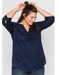 Longbluse SHEEGO, Damen, Gr. 48, blau (marine), 100% Viskose, unifarben,...